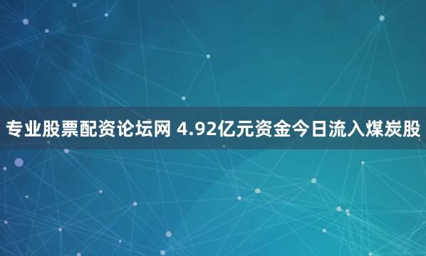 专业股票配资论坛网 4.92亿元资金今日流入煤炭股